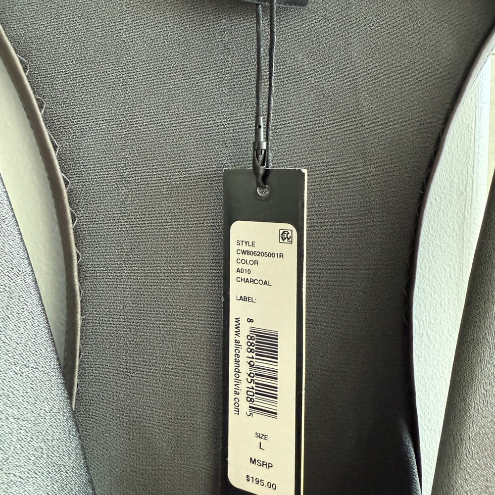 ALICE + OLIVIA Harmon Draped Racerback Blouse In Grey - Picture 8 of 12